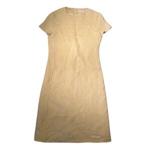 Enc Beige Wool Dress Handmade Women's XS Sleeveless Mini